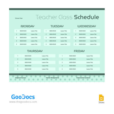 Simple Teacher Class Schedule Template
