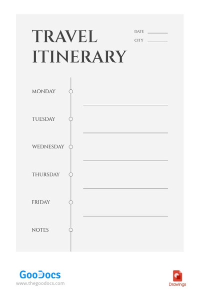 Itinerario de viaje simple. Plantilla