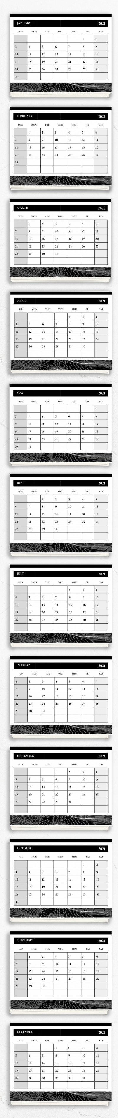 Semplice calendario settimanale 2021 Modello