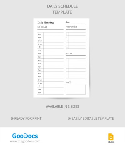 White Daily Schedule Template