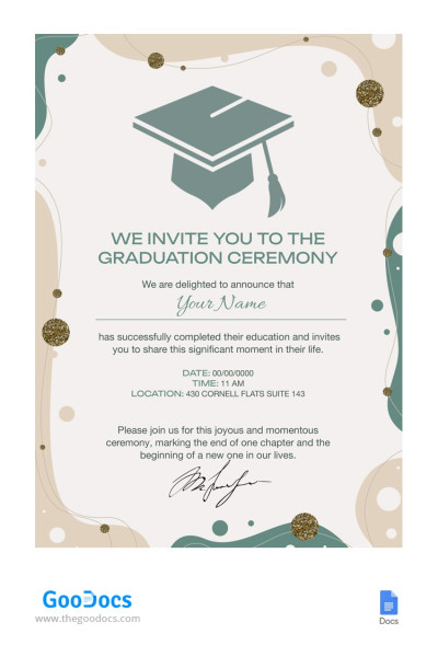 Simple Glitter Graduation Invitation Vorlage