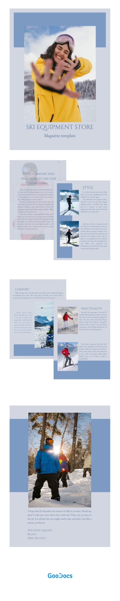 Ski-Ausrüstungsgeschäftszeitschrift Vorlage