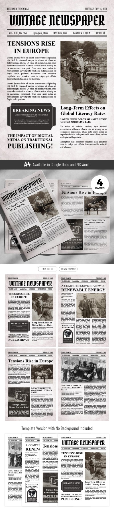 Sleek Old Newspaper Template