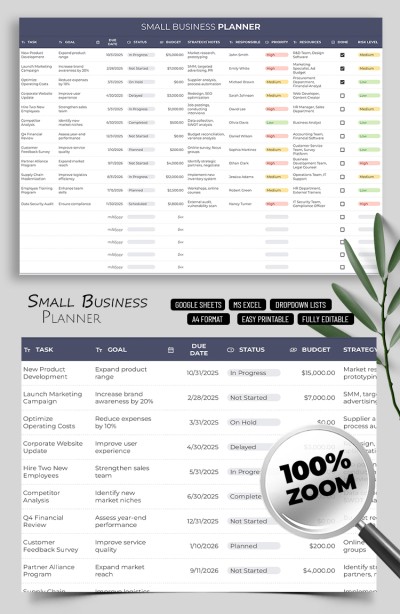 Small Business Planner Template Template