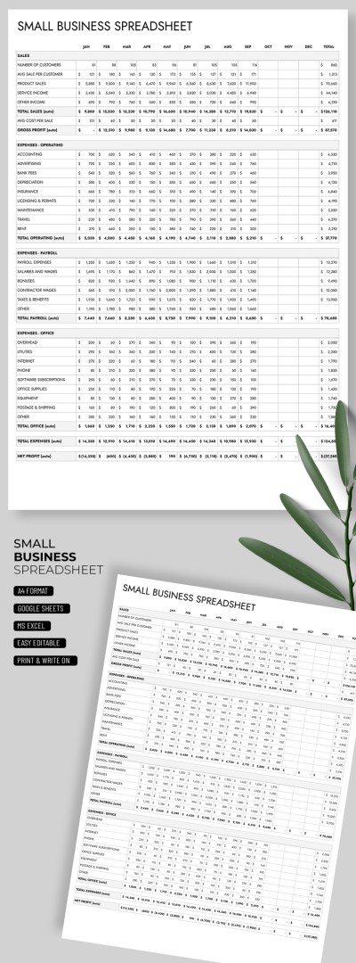 Small Business Spreadsheet for Income and Expenses