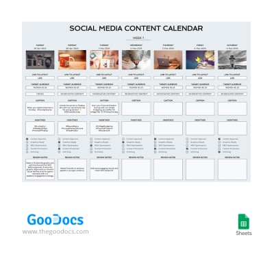 Calendario contenuti dei social media Modello