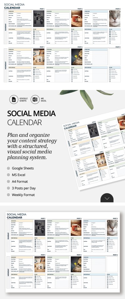 Social Media Content Calendar Template Template