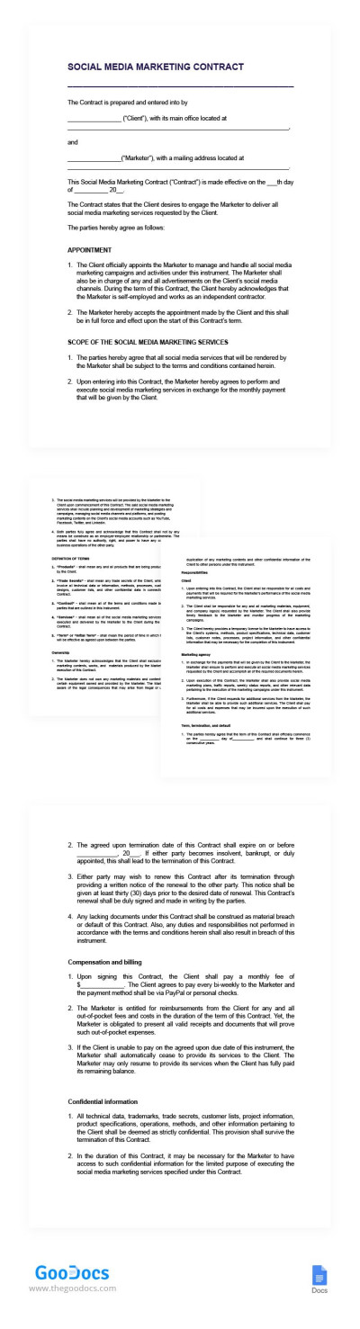 Social Media Marketing Contract Template