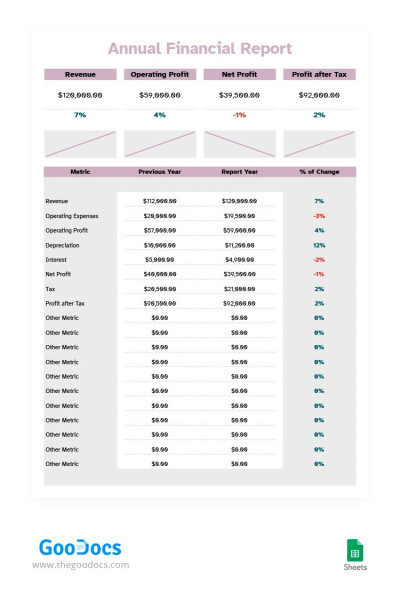 Soft Colors Financial Report Template