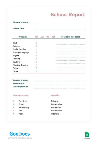 Informe Escolar de Colores Suaves Plantilla