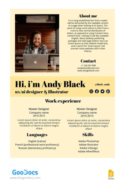 Soft Yellowish Resume Template