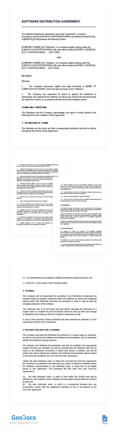 Free Software Distribution Agreement Template in Google Docs and ...