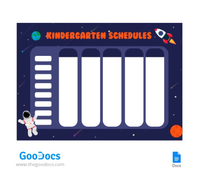Space Kindergarten Class Schedule Template