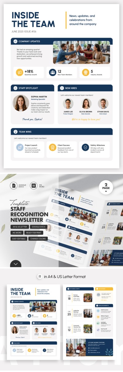 Modello di newsletter per il riconoscimento del personale Modello