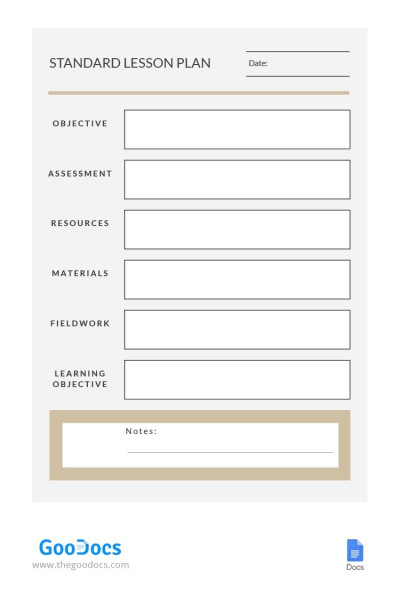 Standard Lesson Plan Template