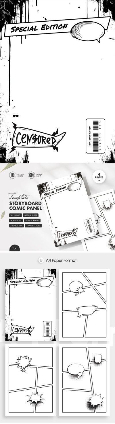 Storyboard Comic Panel Template Template