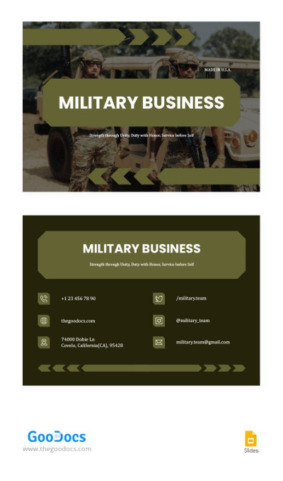Cartão de visita rigorosamente militar. Modelo