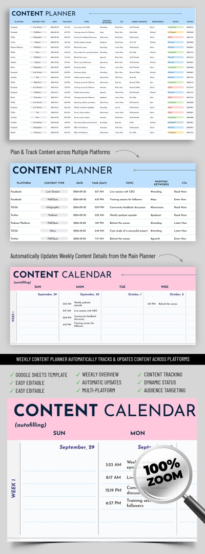 Calendário de Marketing de Conteúdo Estruturado Modelo