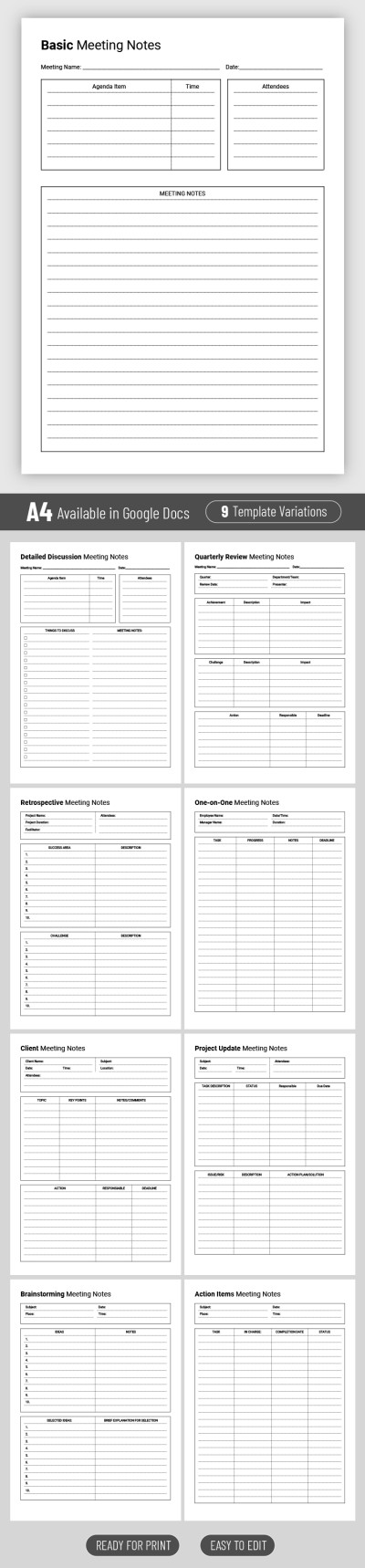 Structured Meeting Note Template