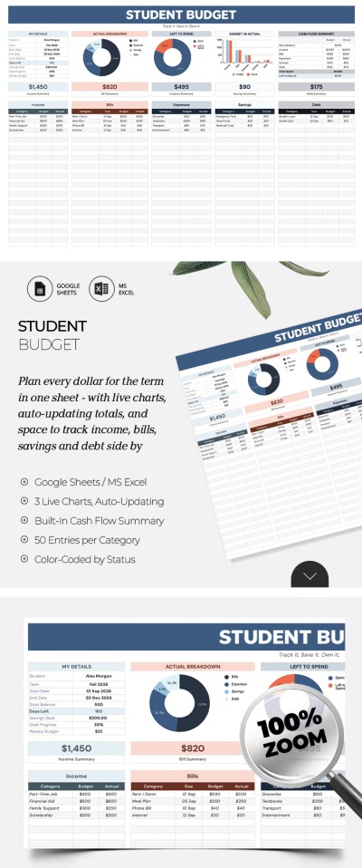 Student Budget Template Template