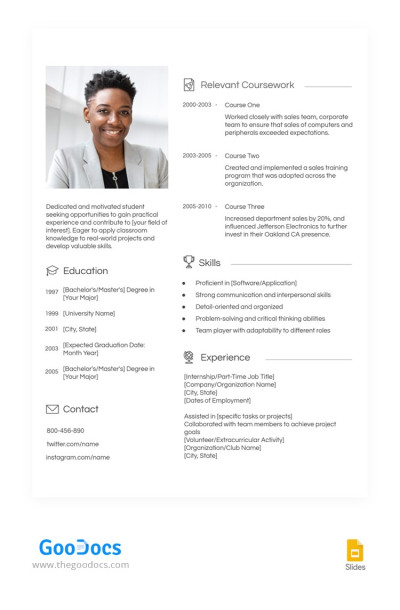 Student Minimal CV Vorlage