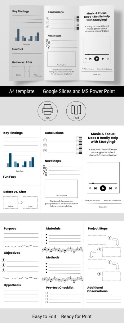 Student Research Brochure – Creative School Project Layout Template