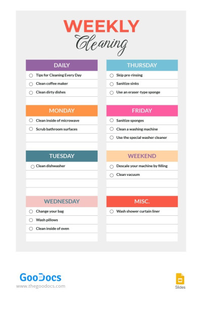 Stylish Cleaning Schedule Template