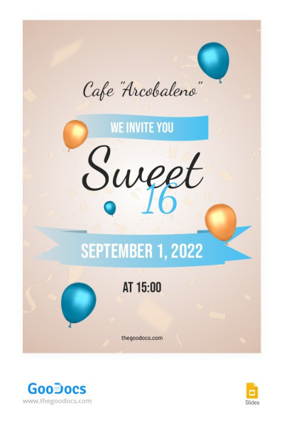 Stylish Invitation Sweet 16 Template