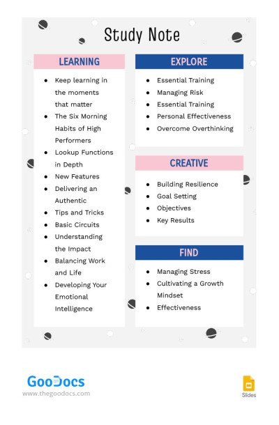 Free Notes for Successful Studying Template In Google Docs