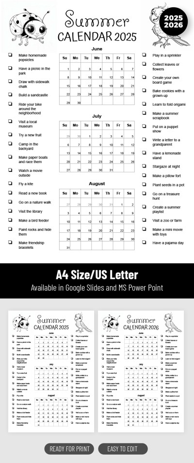Summer Calendar Template