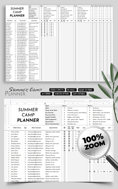 Summer Camp Planner Template