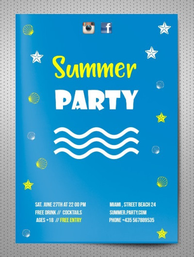 Blue Summer Flyer Template