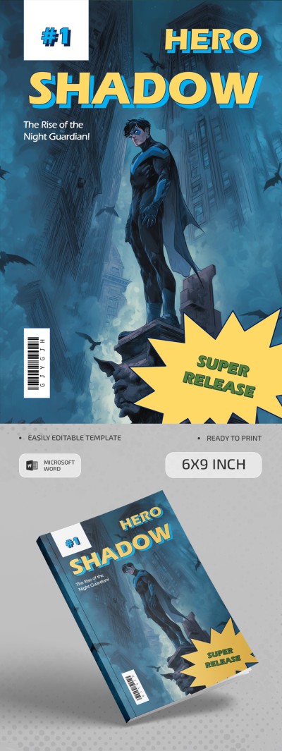 Superhero Comic Book Cover Template Template