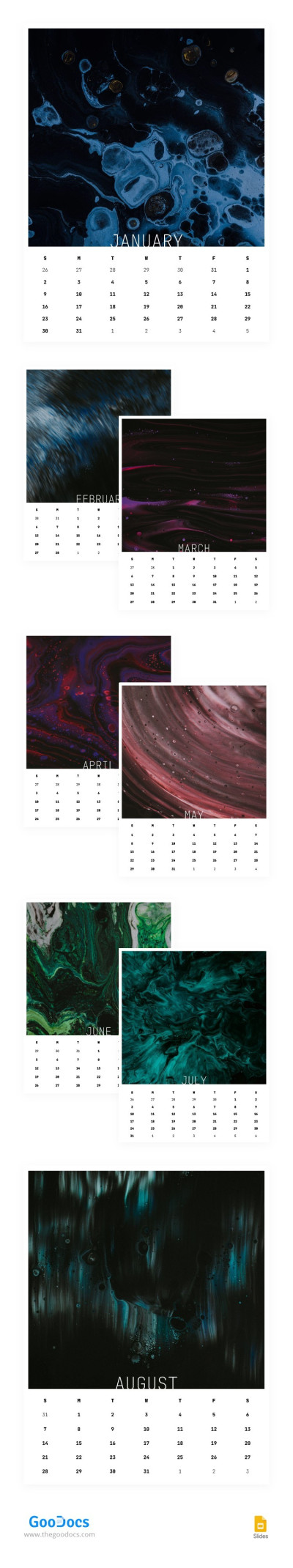 Texture Calendar Template