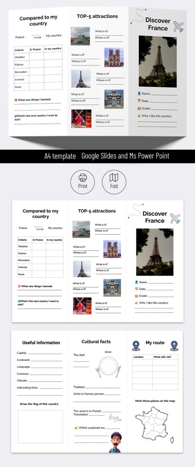 Travel Brochure School Project - Printable and Editable Template