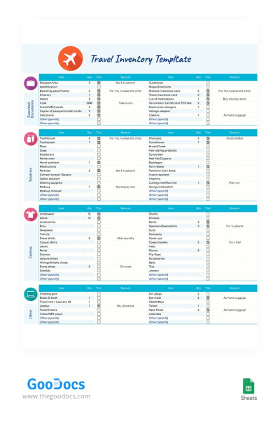 Inventario de Viaje con Lista de Verificación