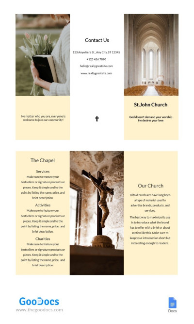 Brochure à trois volets Église Modèle