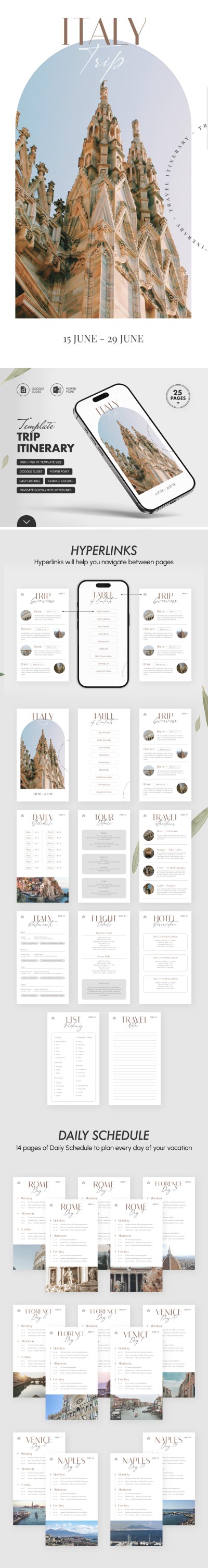 Aesthetic Trip Itinerary Template