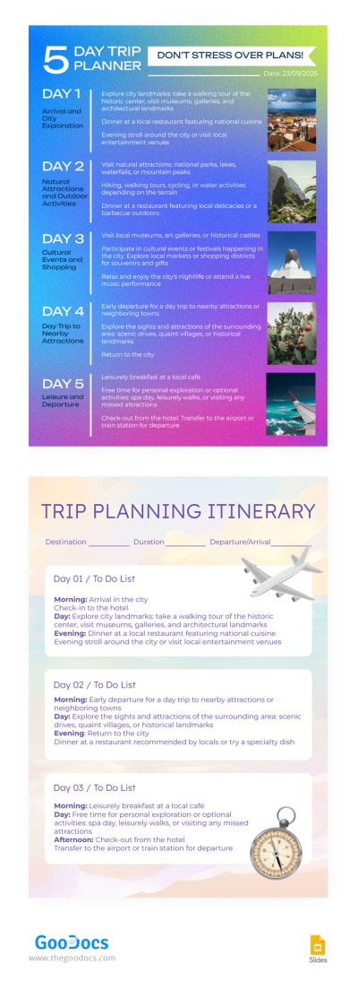 Bright Trip Itinerary Template