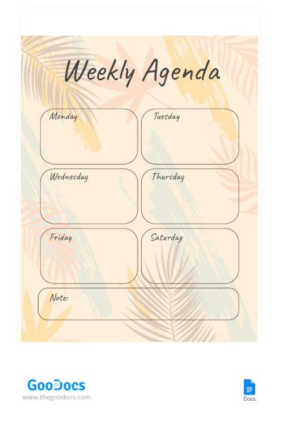 Yellow Weekly Agenda Template