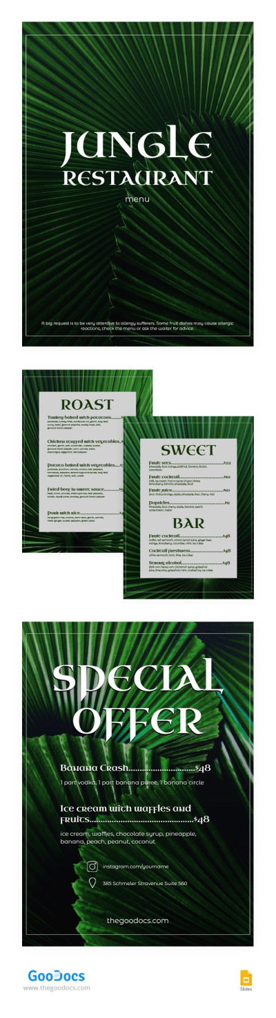 Tropical Restaurant Menu Template