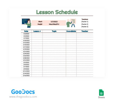 Unified Lesson Schedule Template