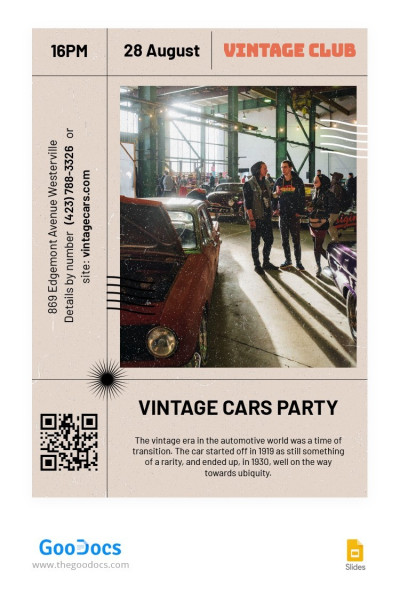 Oldtimer Autos Party Flyer - Retro-Flugblätter