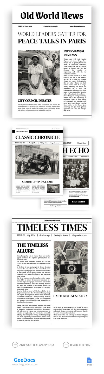 Vintage Headline Newspaper Template