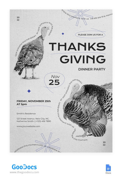 Flyer Vintage de Thanksgiving Day Modèle
