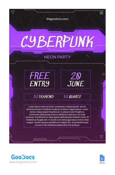 Violet Neon Party Flyer Template