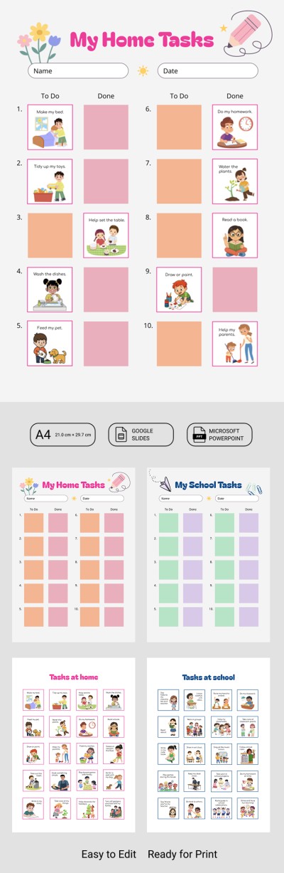 Visual Schedules for School & Home Template