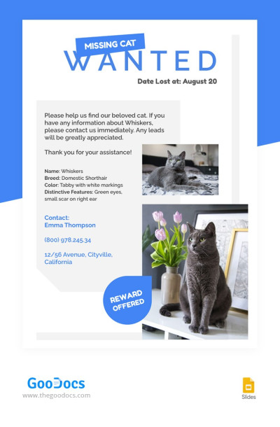 Wanted Cat Poster Template