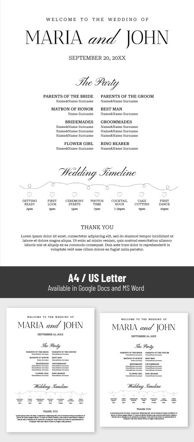 Modèle de programme de cérémonie de mariage Modèle