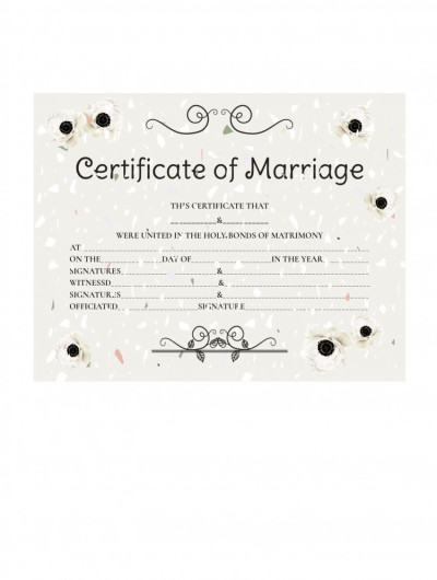 Certificato di matrimonio floreale Modello